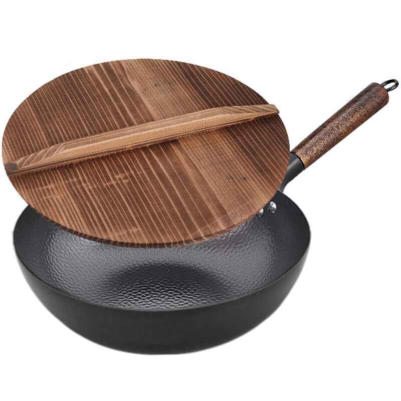 Frigideira de ferro fundido 32 cm com cabo de madeira Ksa23™ - Ksa23