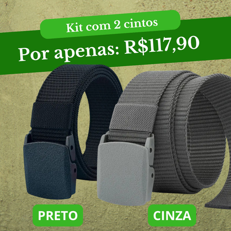 Cinto Militar Veteranos™ Resistente e indetectável 120\130 e 150cm