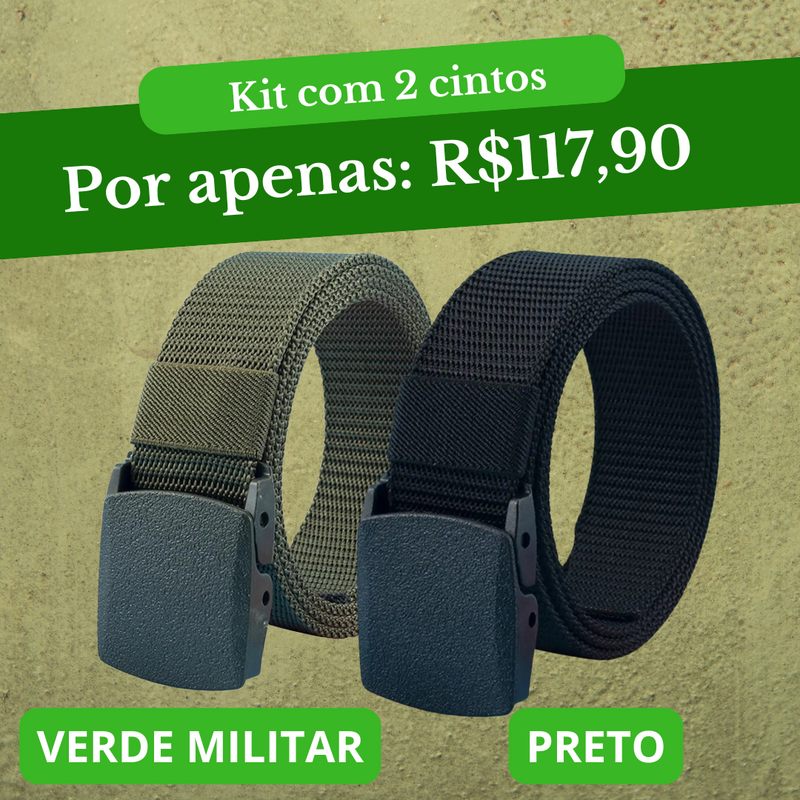 Cinto Militar Veteranos™ Resistente e indetectável 120\130 e 150cm